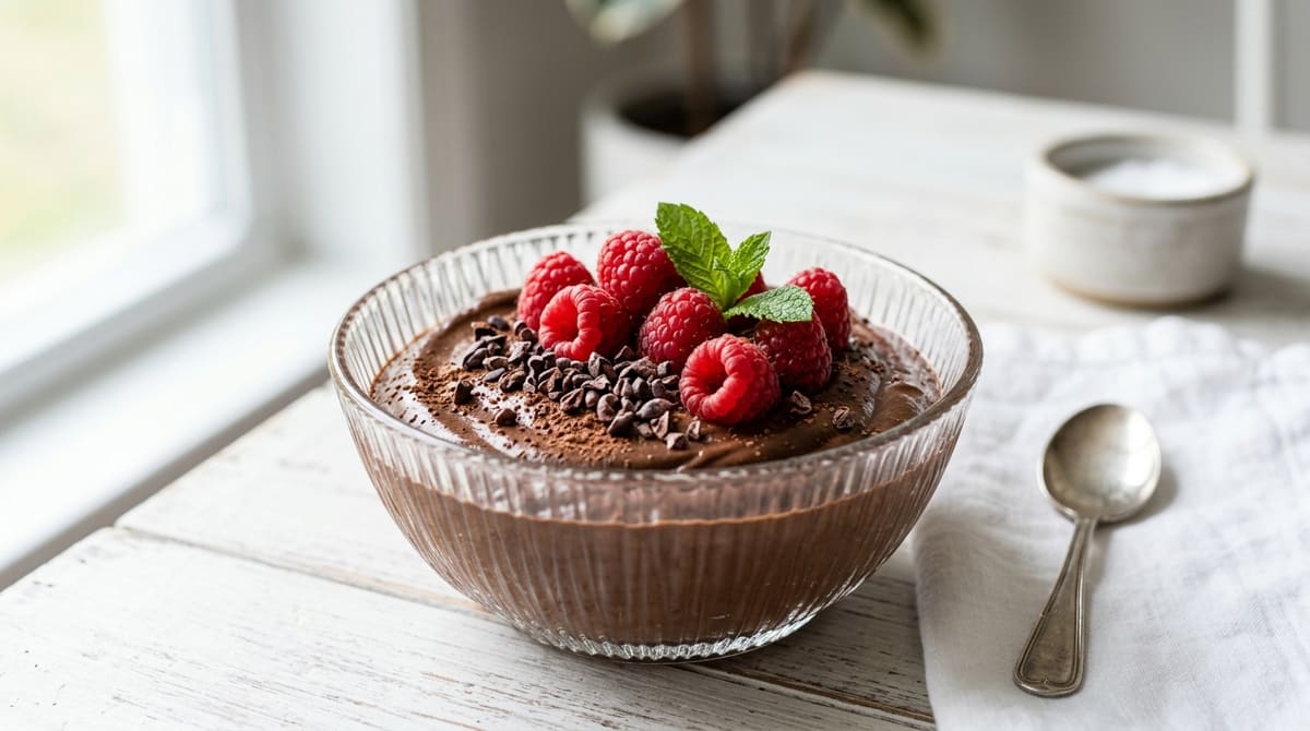 Mousse de Chocolate Fit Sem Açúcar com Frutas Vermelhas
